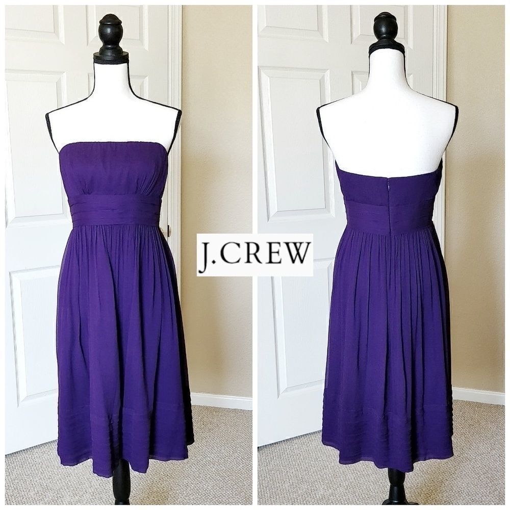 J. Crew strapless purple 100% silk gown sz 6
